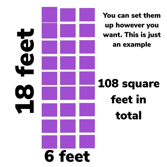 Foam Tiles Exercise Workout Mat Kids / Home Gym Green Purple Blue Red Puzzle - Picture 7 of 9